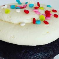 Vegan-Dairy Free-Gf Chocolate Vanilla · Vegan-Dairy Free-Gluten Free Chocolate cupcake with vanilla frosting topped with confetti sp...