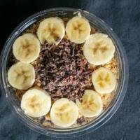 Litty'S Bowl · Acai, banana, peanut butter, soy milk, topped with granola, banana, and cacao nibs.