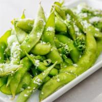 Edamame · Broiled green soy beans.