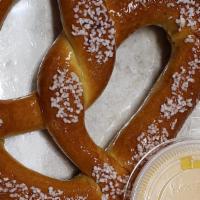 Pretzel With Cheese · Warm salted Pretzel with side of cheese