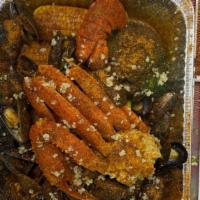 1 Lobster Tail, 1 Snow Crab Cluster, 6 Large Shrimp, 1 Lb Mussels Or 6 Clams · 