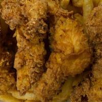 6 Chicken Tenders · hand breaded never frozen comes with French fries & coleslaw