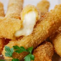 Mozzarella Sticks · Freshly coated four pieces of  mozzarella cheese, seasoned in Italian breadcrumbs, then deep...