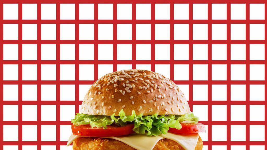 Crispy Chicken Burger  · Crispy chicken, mayo, buffalo sauce, lettuce, tomato, onion, and American cheese.