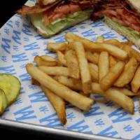 Firewater Blt · Applewood Smoked Bacon with Lettuce, Tomato & Mayo served on toasted White or Wheat Bread.