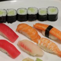 Luncheon Sushi Combo (12 Pieces) · Served from six pieces sushi tuna two pieces, salmon one piece, tilapia one piece, kani one ...