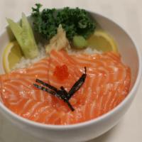 Sake Don (9 Pieces) · Salmon over rice.