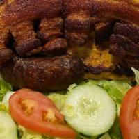 Parrillada El Pueblo (2 Personas) · Grilled Beef, Grilled Chicken, Pork Strips, Shrimps and Sausage (2 people).