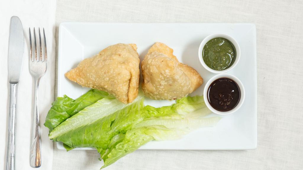 Vegetable Samosa · Vegan. vegetarian. Indian pastry stuffed with potato and mild spice.