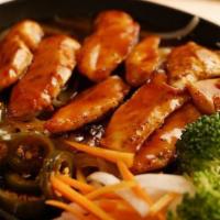 Chicken Teriyaki · Chicken, onion, broccoli, pickled pepper, tomato, pickle veggie, japanese gravy sauce, miso ...