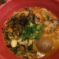 Shaki Shiaki Ramen · Pork and chicken broth: pork or chicken chashu, kikurage, spicy bean sprouts, green onion, h...