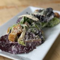 Baby Gem Caesar  · sourdough croutons, white anchovy, shaved pecorino, house made dressing