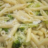 Penne & Broccoli · Fresh broccoli florets sautéed with garlic and olive oil. Served with soup or salad and bread.