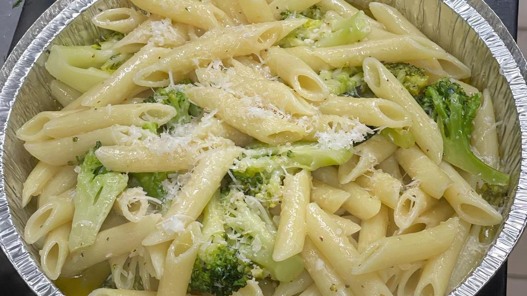 Penne & Broccoli · Fresh broccoli florets sautéed with garlic and olive oil. Served with soup or salad and bread.