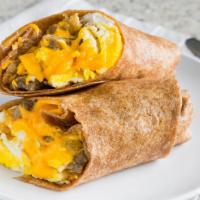 Breakfast Brrito · Fresh Three eggs, American cheese and choice of meat. 660-840 Cal.