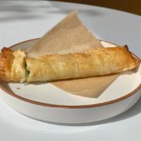 Boureka · Flaky pastry filled with spinach and fresh farm cheese