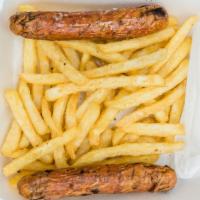 Hot Dog · Fried or grilled. Served with French fries, juice, and sauce.