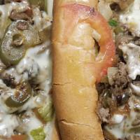 Chicken Breast Philly · Green pepper, mushrooms, & onions, grilled chopped up chicken breast, and provolone cheese.