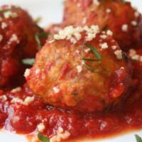 Meatballs Scarpariello · Housemade meatballs in our marinara sauce with melted provolone cheese.