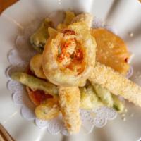 Shrimp & Vegetable Tempura · Deep-fried shrimp and vegetables in a light breading.