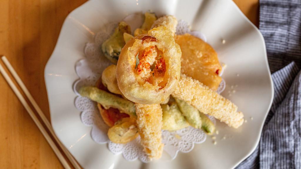 Shrimp & Vegetable Tempura · Deep-fried shrimp and vegetables in a light breading.