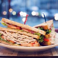 The Clubs · choice of house roasted beef or herb roasted turkey, apple-wood smoked bacon, red leaf lettu...