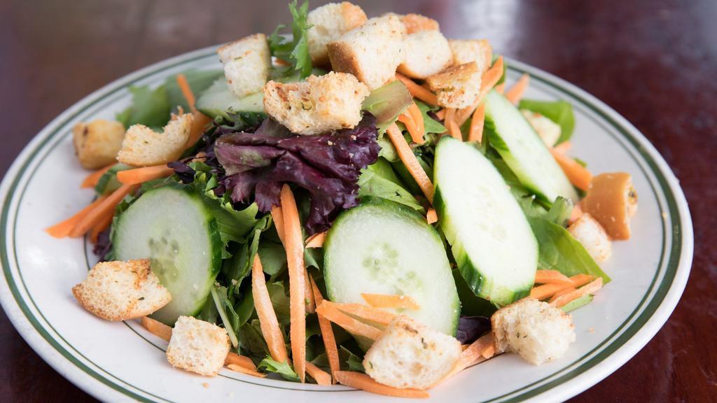House Salad · mixed greens, carrots, cucumbers, house croutons and sherry maple vinairgrette