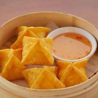 Crab Rangoon
  · Wonton purses filled with cream cheese and surimi. Served with sweet chili sauce.