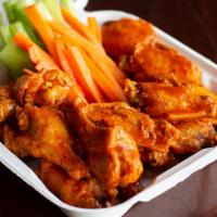 Bone-In Or Boneless Wings - Fm Style · 20 Pieces with your choice of one sauce. Served with carrot & celery sticks and your choice ...