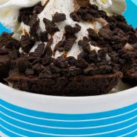 Brownie Blast Sundae · Swirl Icecream, Warm Brownie, Hot Fudge, Crunchies, Whipped Cream, Cherry