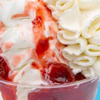 Strawberry Sundae · Topped With Whipped Cream and Cherry
