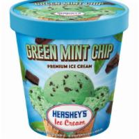 Hershey’S Green Mint Chip Round Pint · Cool green mint ice cream with tasty chocolate chips throughout.