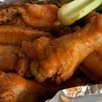Grilled Wings (8) · Your choice of buffalo bbq or chipotle sauces served blue cheese or ranch.