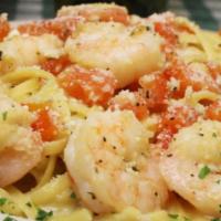 Shrimp Scampi · Tender Gulf shrimp Sautéed in a garlic white wine sauce seasoned with a blend of spices toss...