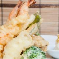 Shrimp & Vegetable Tempura · Three pieces of shrimp and assorted vegetables.
