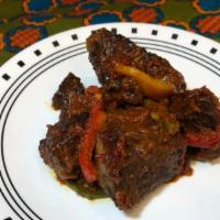 Stewed Beef · Beef cooked in our traditional Nigerian tomato stew.