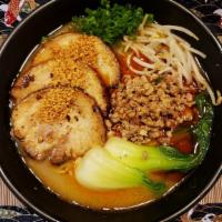 Tan Tan Ramen · Topping :
Minced Pork, Bean Sprouts, Bok Choy, Chopped Scallion, Chopped Peanut & Sesame.
So...