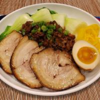 Minced Pork Rice · Choice of meat, minced pork, bok choy, chopped scallion, cilantro, pickled radish, sour pick...