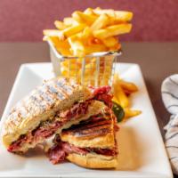 Norwood Wonder · Grilled black pastrami with Swiss cheese and spicy mustard on Bulkie Roll. Served with your ...