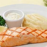 Grill Salmon · Served with 2 sides.