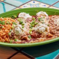 Enchiladas Frescas · Two of our sauced and baked enchiladas stuffed with our fresh tomato salsa and sautéed mushr...