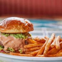Gringo Burger · A juicy half-pound burger with lettuce, tomato, and American cheese. Served with fries.