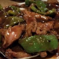 Szechuan Special Beef · Spicy. Marinated beef with water chestnuts, peapods and straw mushrooms in Szechuan sauce.