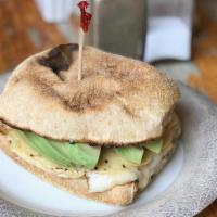 Vegan Egg Sandwich · vegan egg and vegan cheese on a philly english muffin.