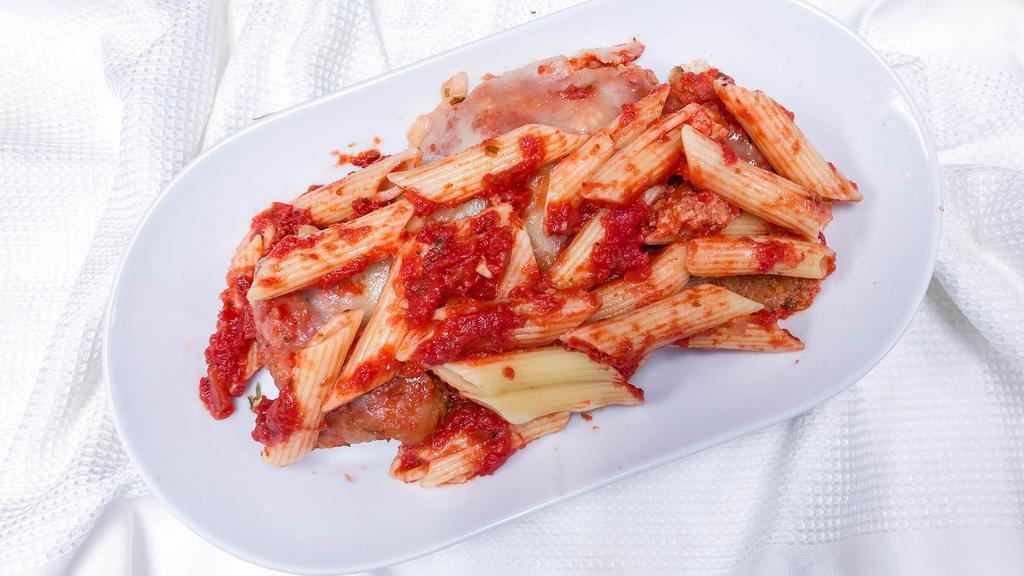 Chicken Parm · With penne.