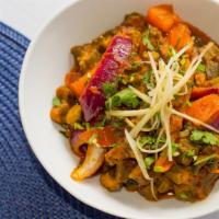 Bhindi Masala · Vegan and gluten free. Stir fried okra with tomato seasoning and stir fried onions. Served w...