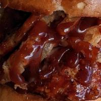 Cowboy Sandwich · mac & cheese, crispy onion strings, bbq sauce