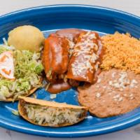 Special Dinner · One of each - beef enchilada, chicken tamale, bean chalupa, cheese or beef Chile relleno and...