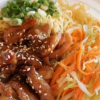 Teriyaki Chicken Ramen · Pan-fried seasoned Chicken served with house Teriyaki sauce topped with Bok Choy, scallion a...