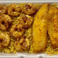 Fish And Shrimp Over Rice · 